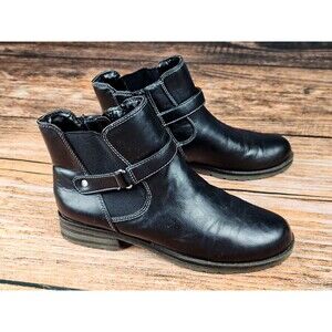 Natural Soul By Naturalizer BABIE Women's 8 M Booties Black Zip Up Low Heels